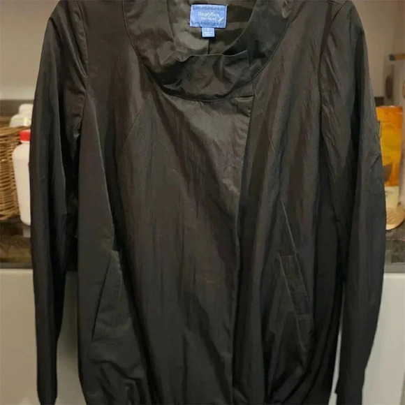 Simply Vera Wang Women's Black Lightweight Zip Jacket Pockets Long Sleeve Size 2 - Picture 1 of 3